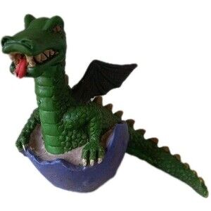 Green Dragon w/Egg Shell Statue Fantasy Collectible Figurine Room Decor